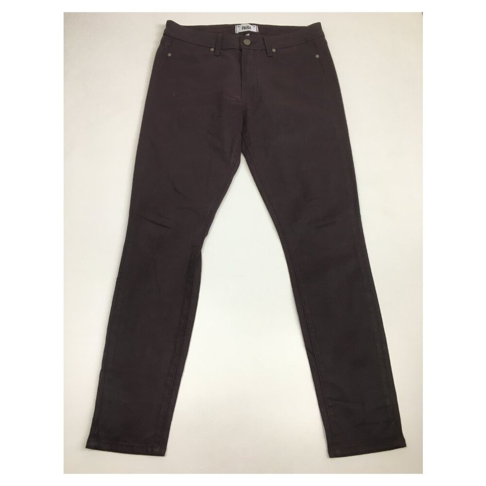 PAIGE Black Cherry Silk Wash VERDUGO ANKLE Faux Pockets Coated Denim Jeans